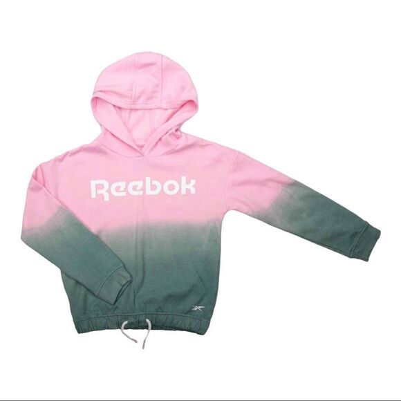Reebok Girls Fleece Ombré Hoodie in Pink and Green - Picture 1 of 9